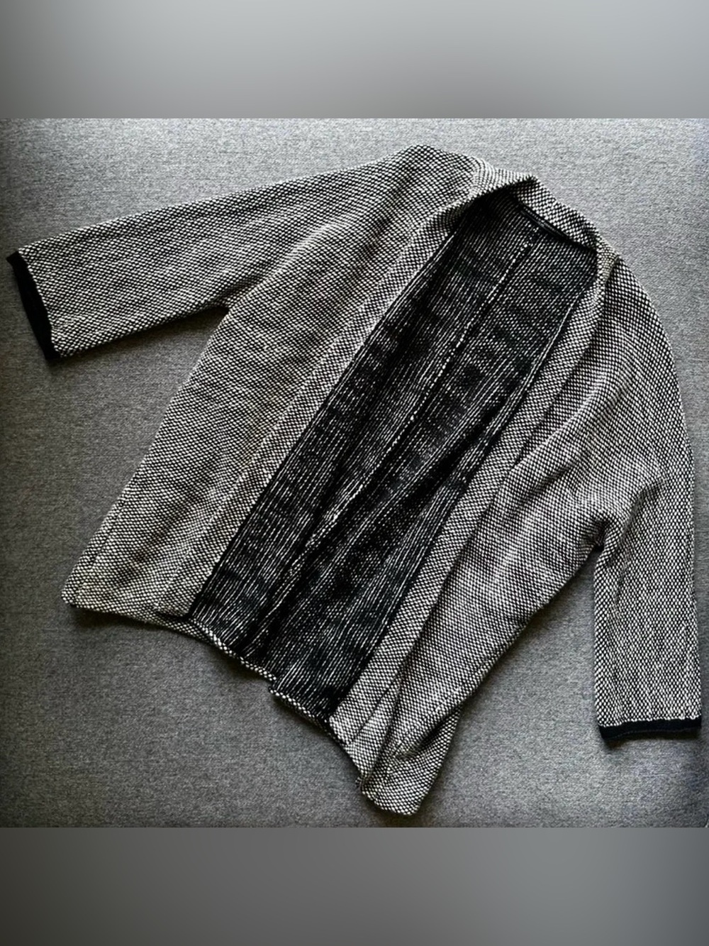 Peruvian Connection Gray & Black Sweater Cardigan M/L